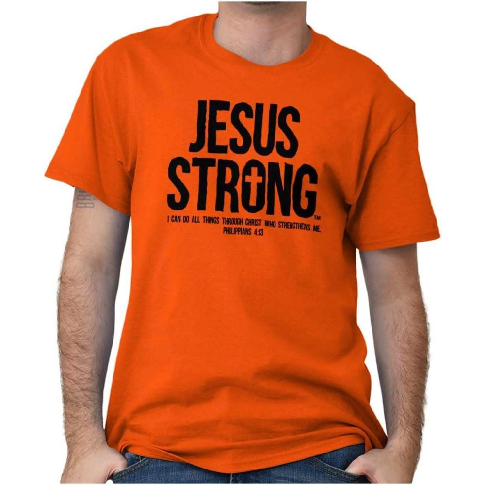 imageJesus Strong Philippians 413 Bible Graphic T Shirt Men or WomenTexas Orange
