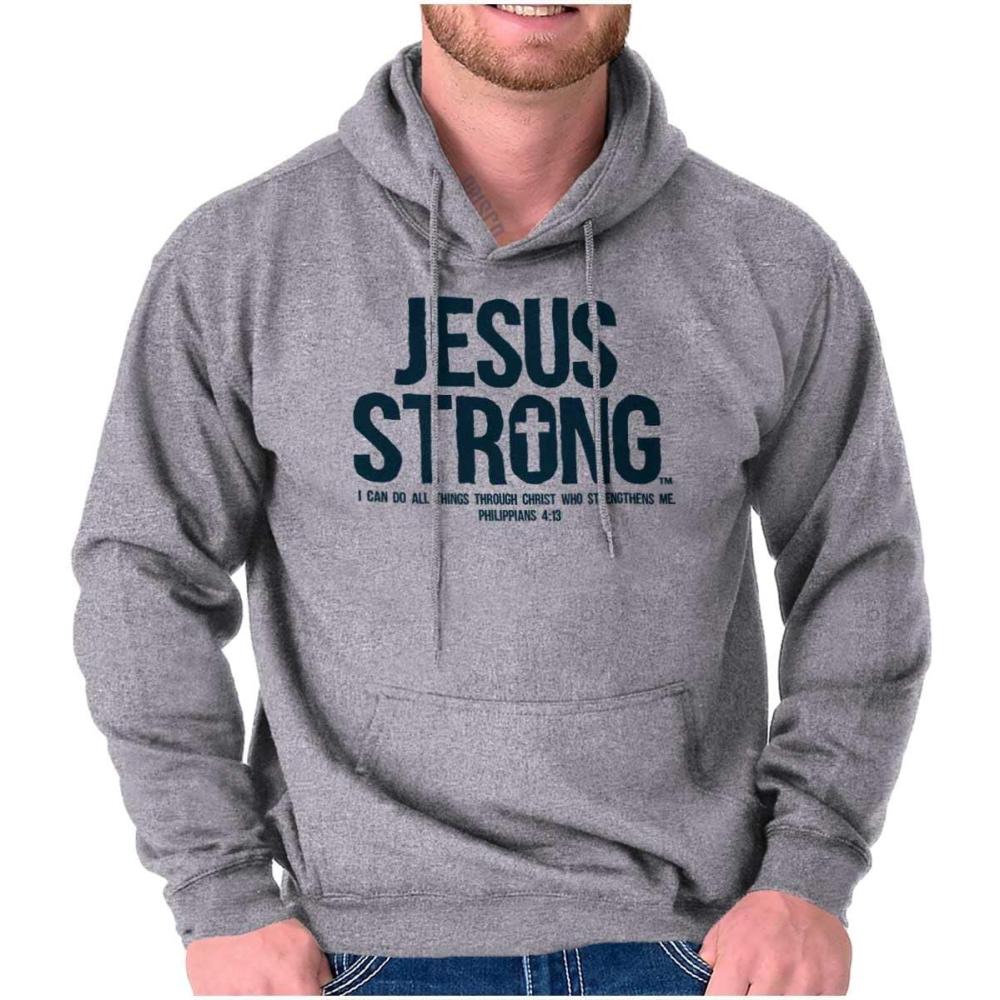 imageJesus Strong Philippians 413 Bible Hoodie Sweatshirt Women MenAsh Grey