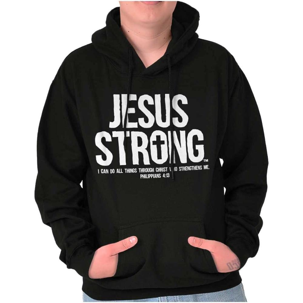 imageJesus Strong Philippians 413 Bible Hoodie Sweatshirt Women MenBlack