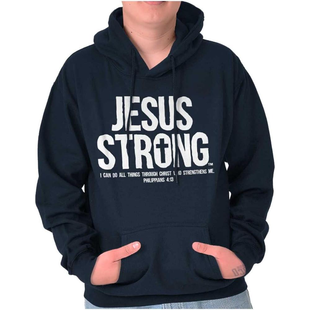 imageJesus Strong Philippians 413 Bible Hoodie Sweatshirt Women MenNavy
