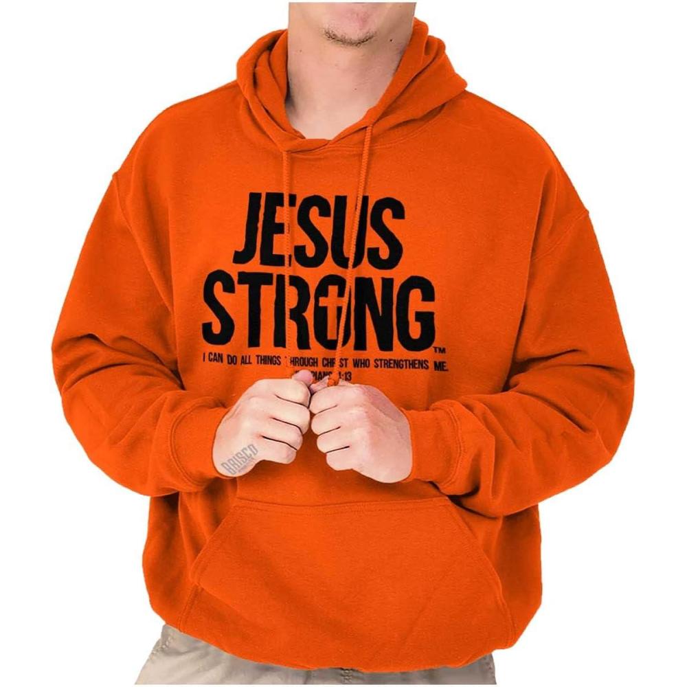 imageJesus Strong Philippians 413 Bible Hoodie Sweatshirt Women MenOrange