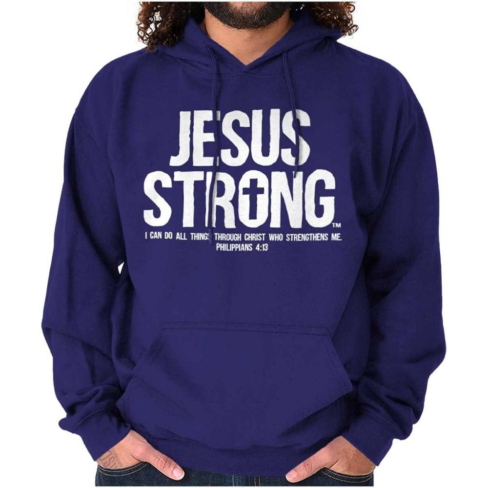 imageJesus Strong Philippians 413 Bible Hoodie Sweatshirt Women MenPurple