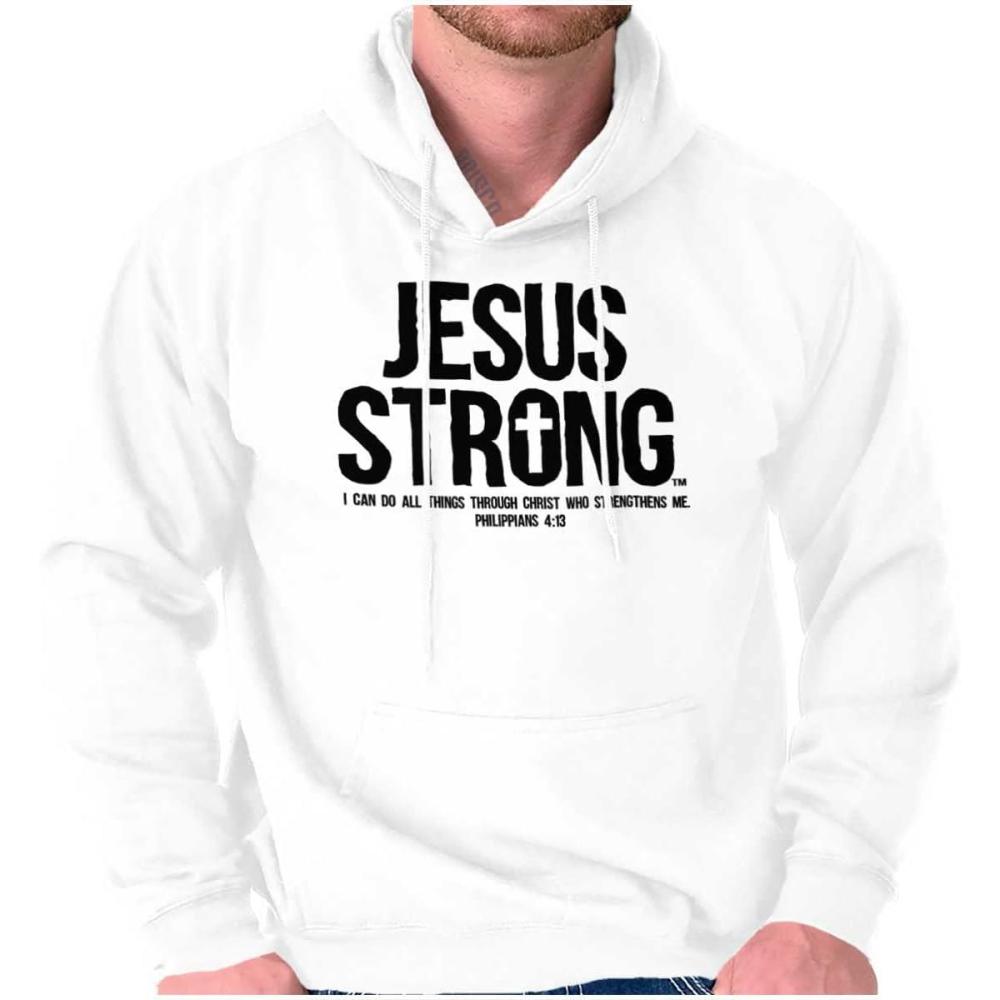 imageJesus Strong Philippians 413 Bible Hoodie Sweatshirt Women MenWhite