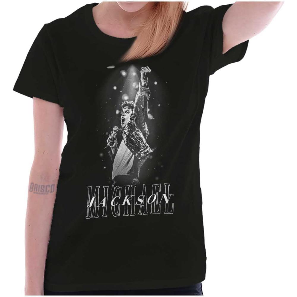 imageMichael Jackson Iconic King of Pop Womens Slim Fit Graphic TeeBlack
