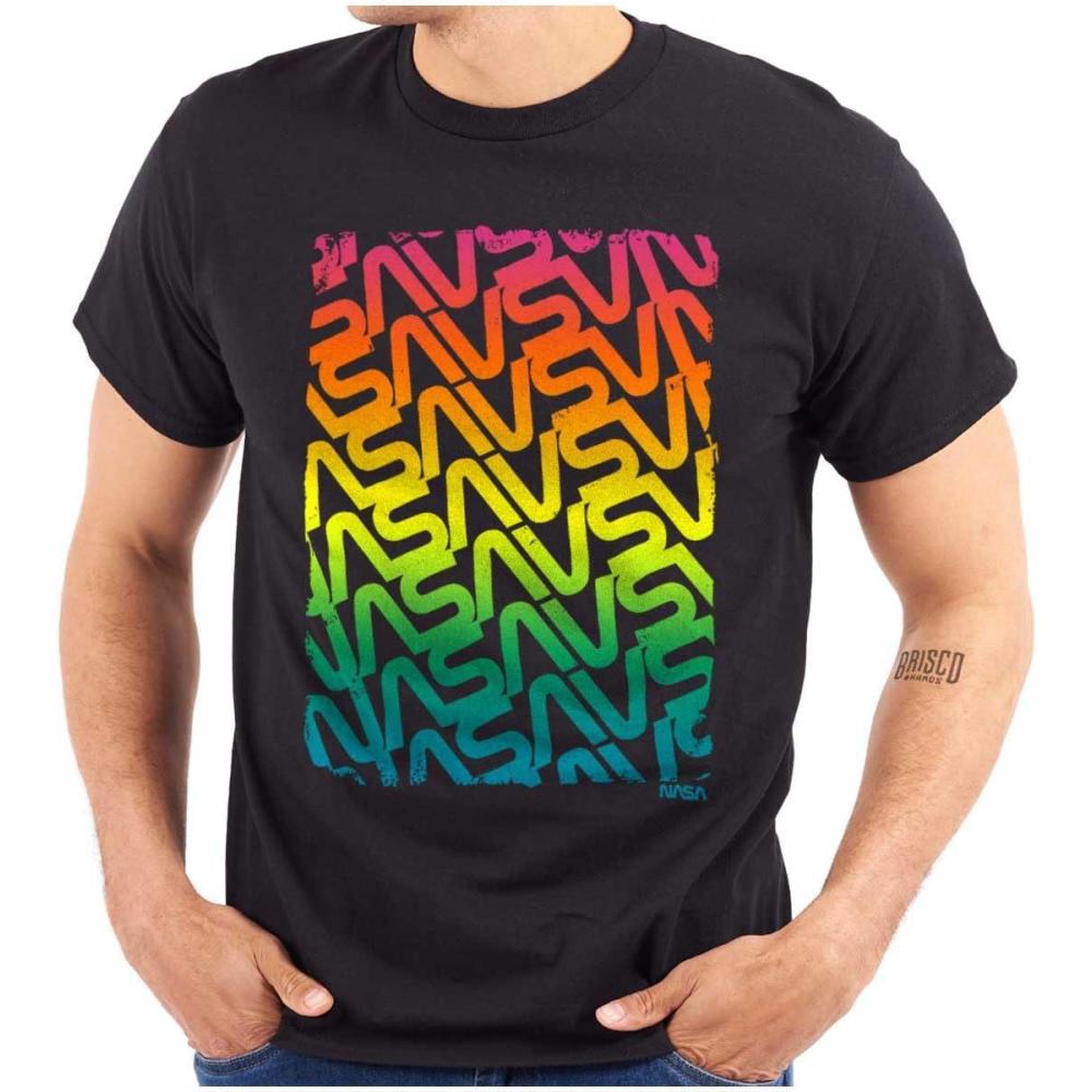 imageNASA Worm Logo Rainbow Gradient Graphic T Shirt Men or WomenBlack