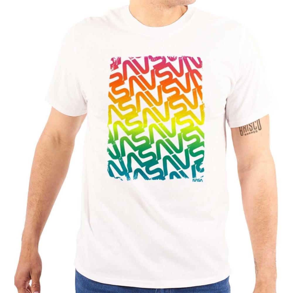 imageNASA Worm Logo Rainbow Gradient Graphic T Shirt Men or WomenWhite