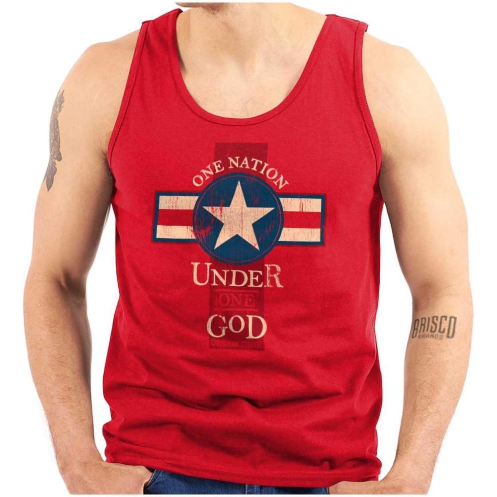 imageOne Nation Under God Religious Tank Top T Shirts Men WomenRed