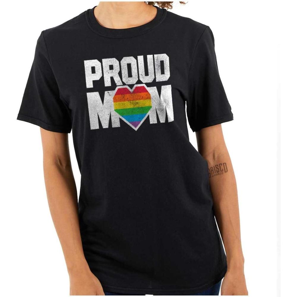 imageProud Mom Mother Gay Pride LGBTQ Ally Womens Graphic T Shirt TeesBlack
