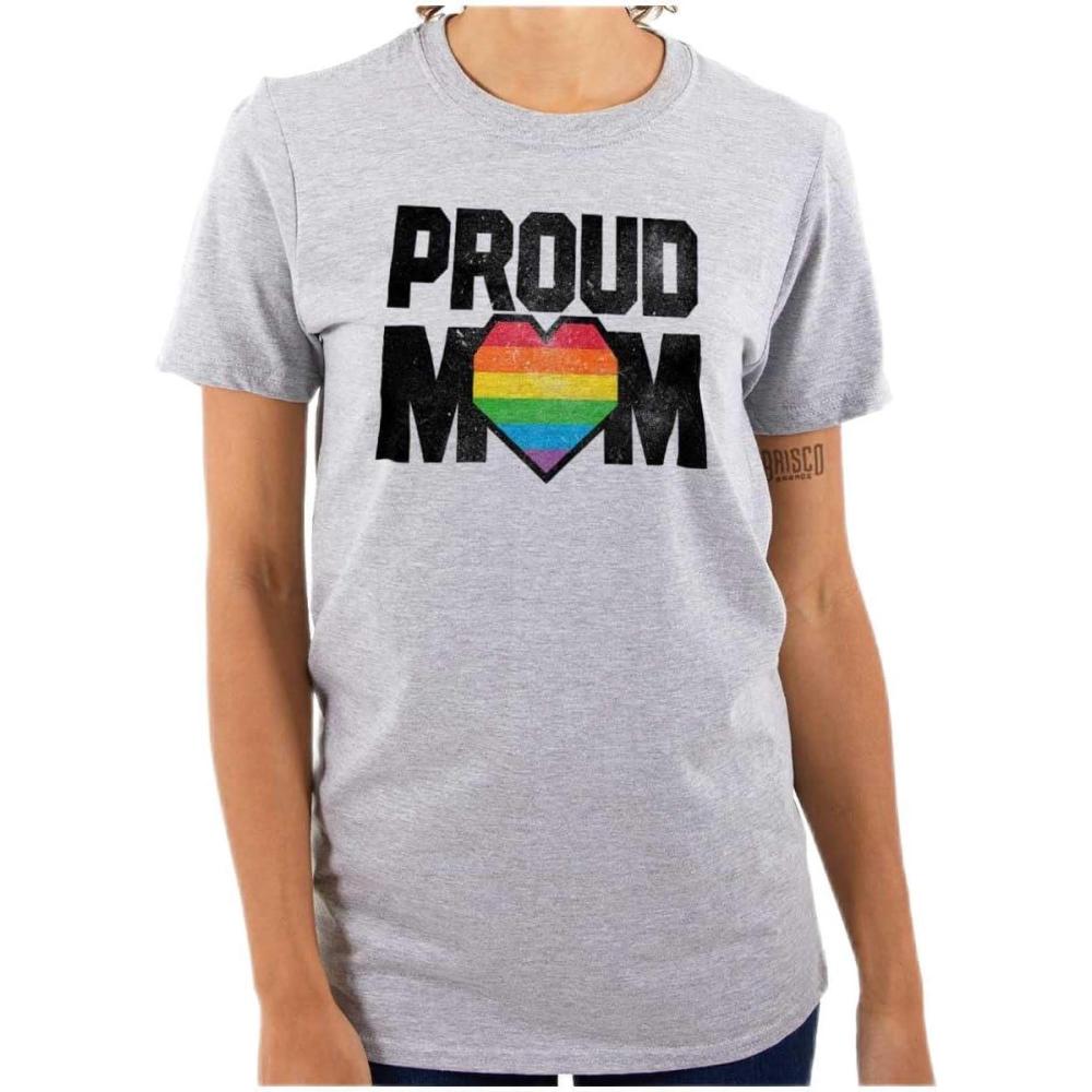 imageProud Mom Mother Gay Pride LGBTQ Ally Womens Graphic T Shirt TeesSport Grey