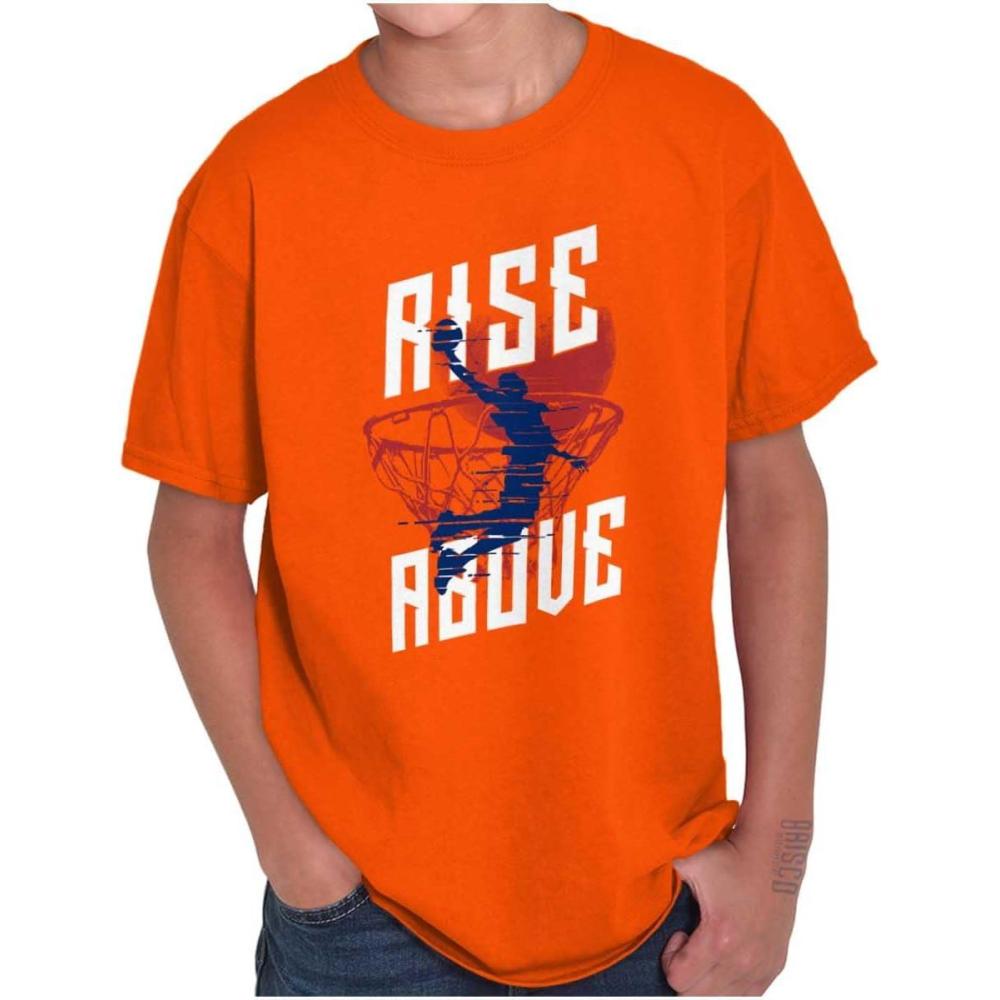 imageRise Above Basketball Slam Dunk Boys Kids T Shirt Tees TopsOrange
