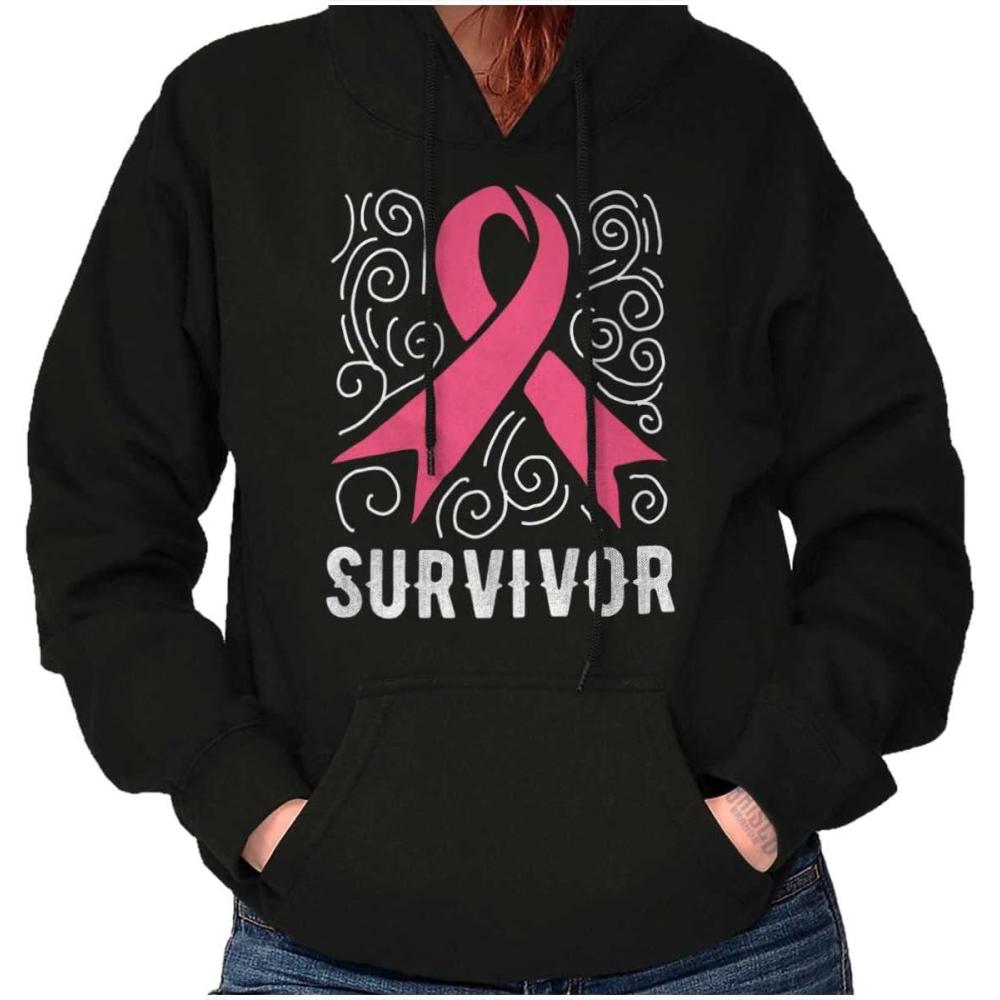imageSurvivor Breast Cancer Pink Ribbon Hoodie Sweatshirt WomenBlack