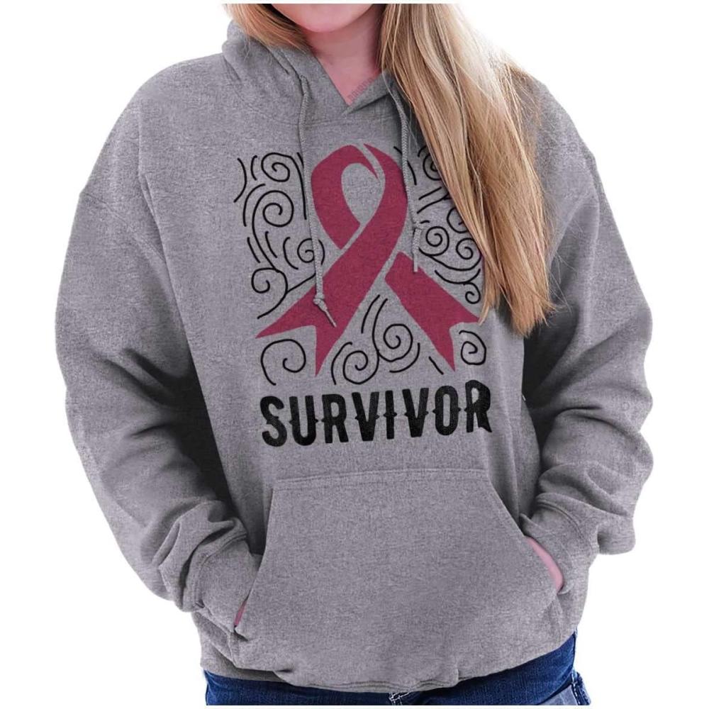 imageSurvivor Breast Cancer Pink Ribbon Hoodie Sweatshirt WomenSport Grey