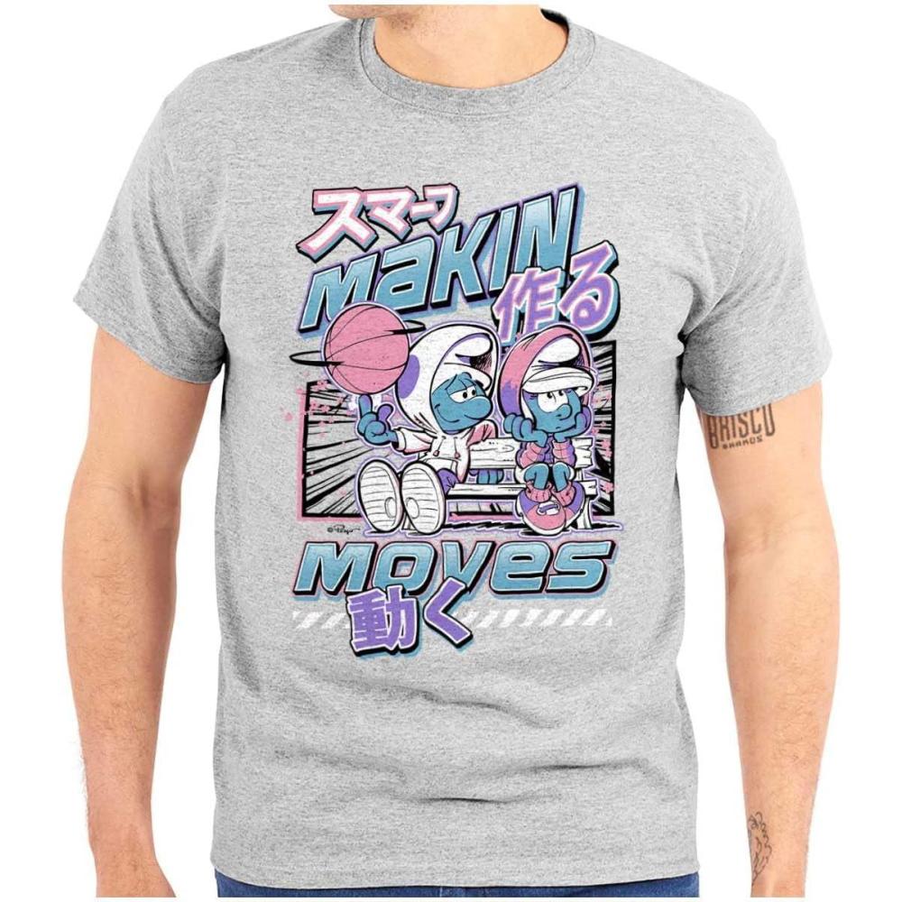 imageThe Smurfs Cool Kanji Makin Moves Graphic T Shirt Men or WomenSport Grey