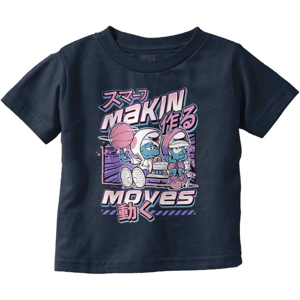imageThe Smurfs Cool Kanji Makin Moves Toddler Boy Girl T ShirtNavy