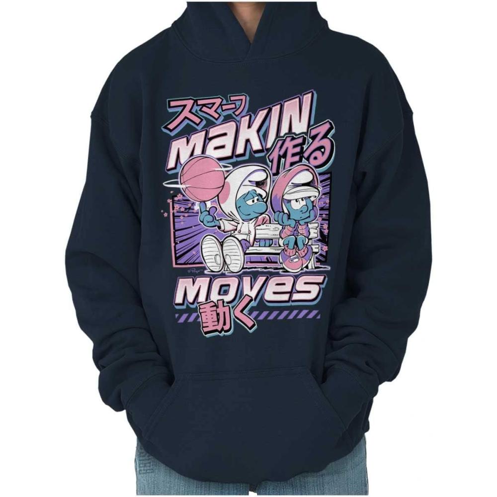 imageThe Smurfs Cool Kanji Makin Moves Youth Hoodie Boy GirlNavy