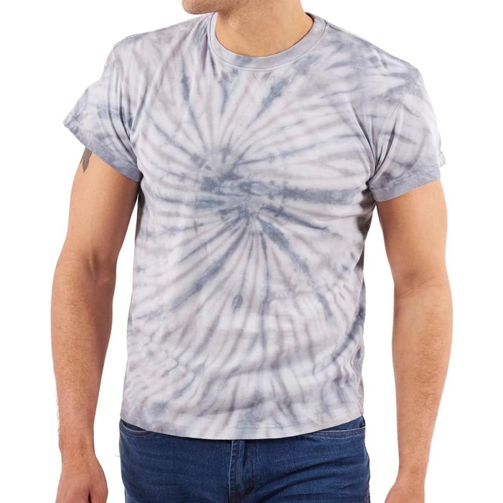 imageTie Dye Shirt Colorful Spiral Short Sleeve Knit TShirt Crewneck TopSpider Grey