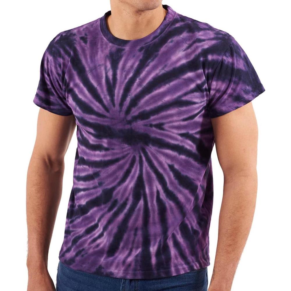 imageTie Dye Shirt Colorful Spiral Short Sleeve Knit TShirt Crewneck TopSpider Purple