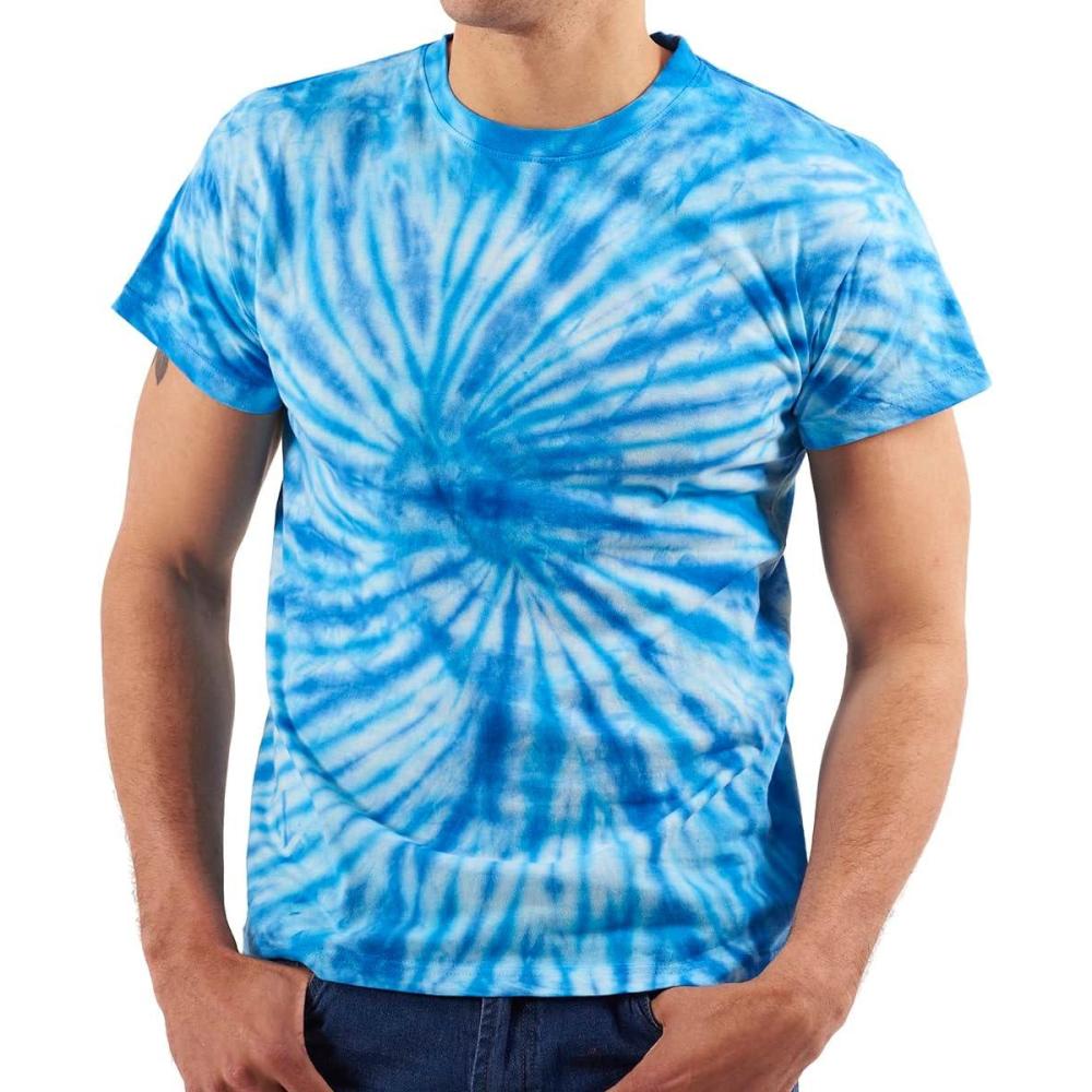 imageTie Dye Shirt Colorful Spiral Short Sleeve Knit TShirt Crewneck TopSpider Royal