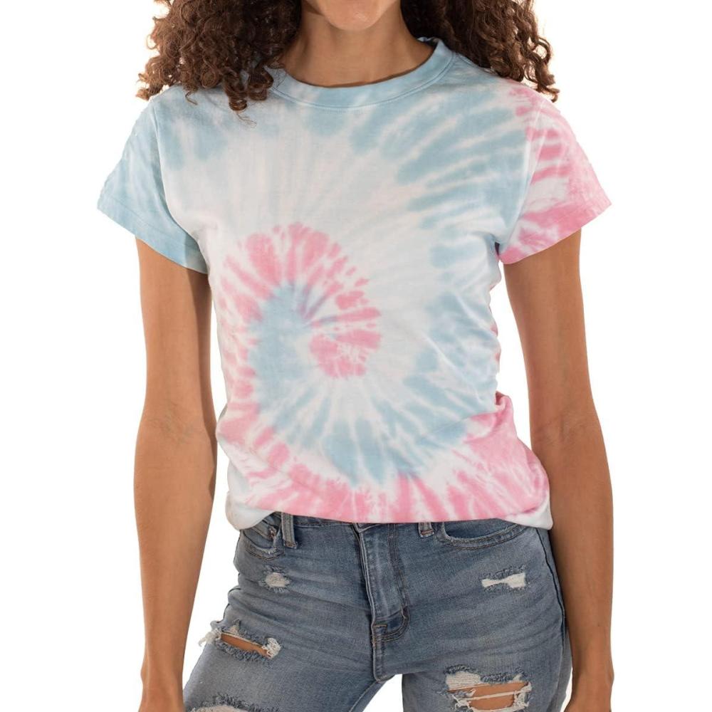 imageTie Dye Short Sleeve Tee Summer StyleTie Dye Short Sleeve Tee Summer Style WomenBubblegum