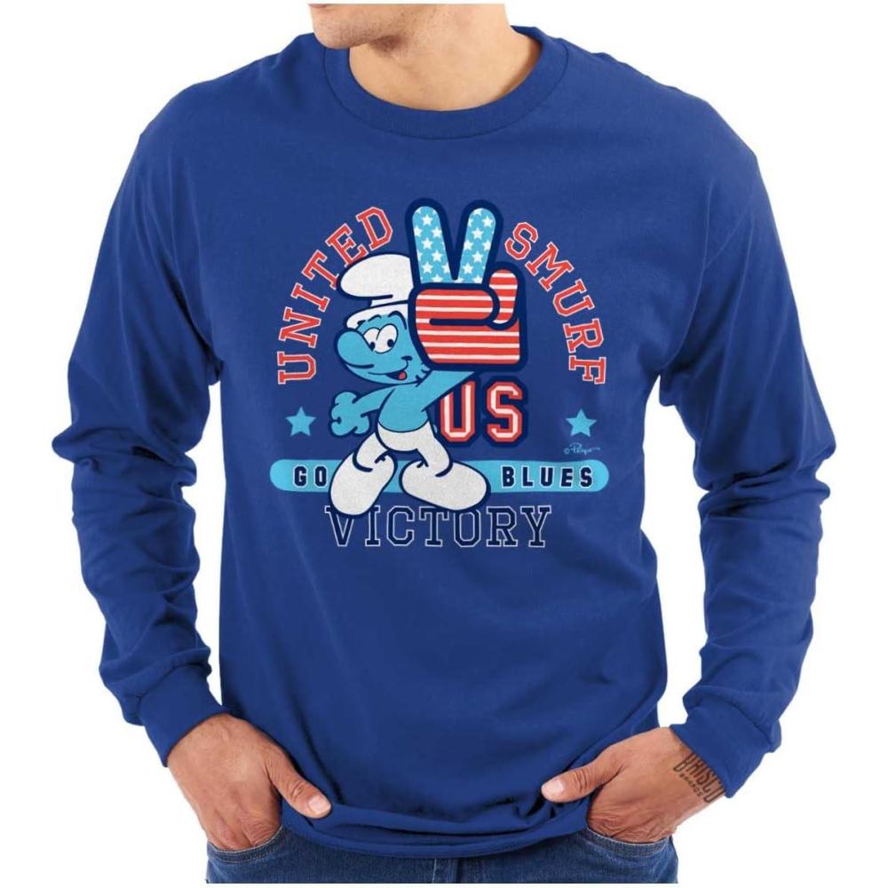 imageUnited Smurf Americana Varsity Long Sleeve Tshirt Men WomenRoyal