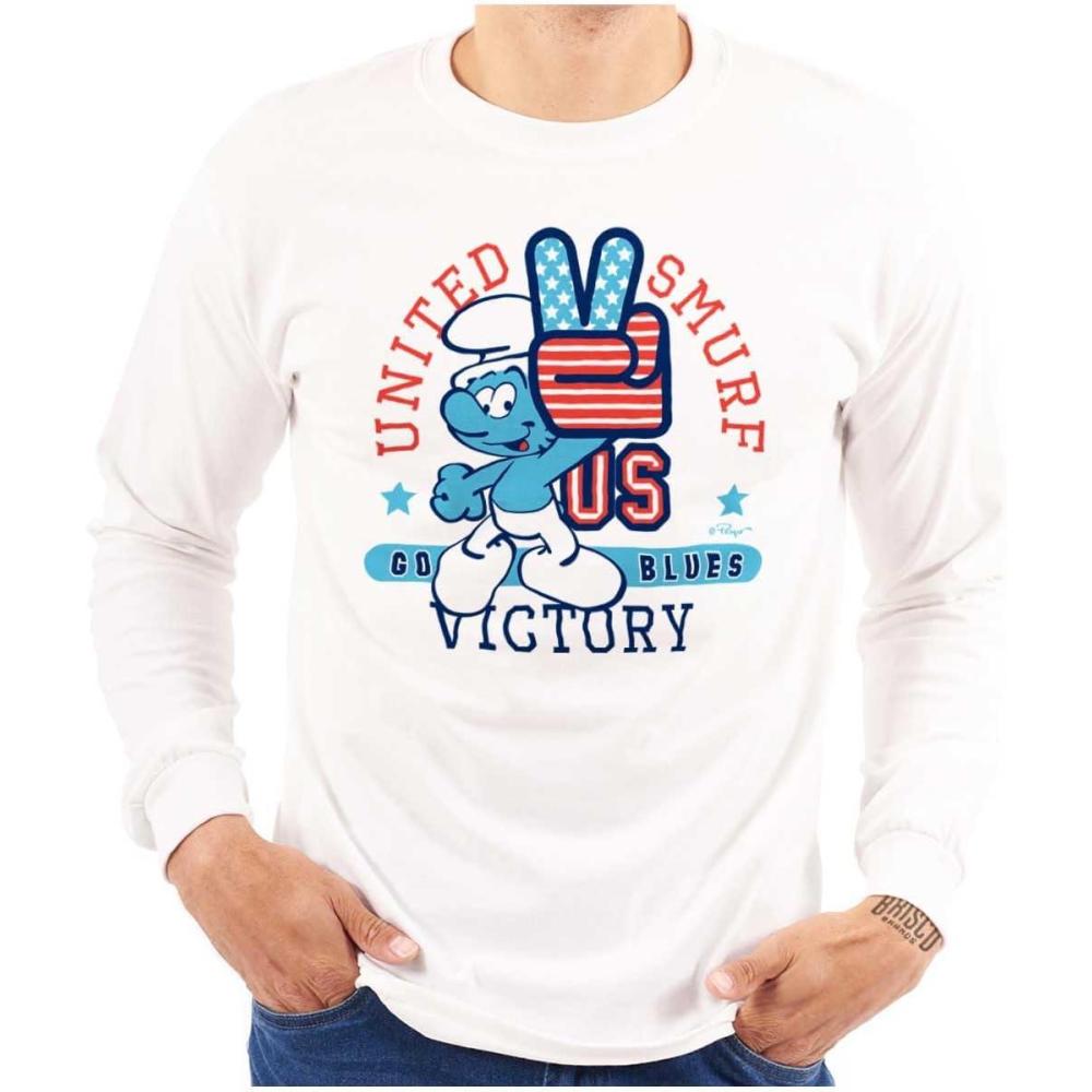 imageUnited Smurf Americana Varsity Long Sleeve Tshirt Men WomenWhite