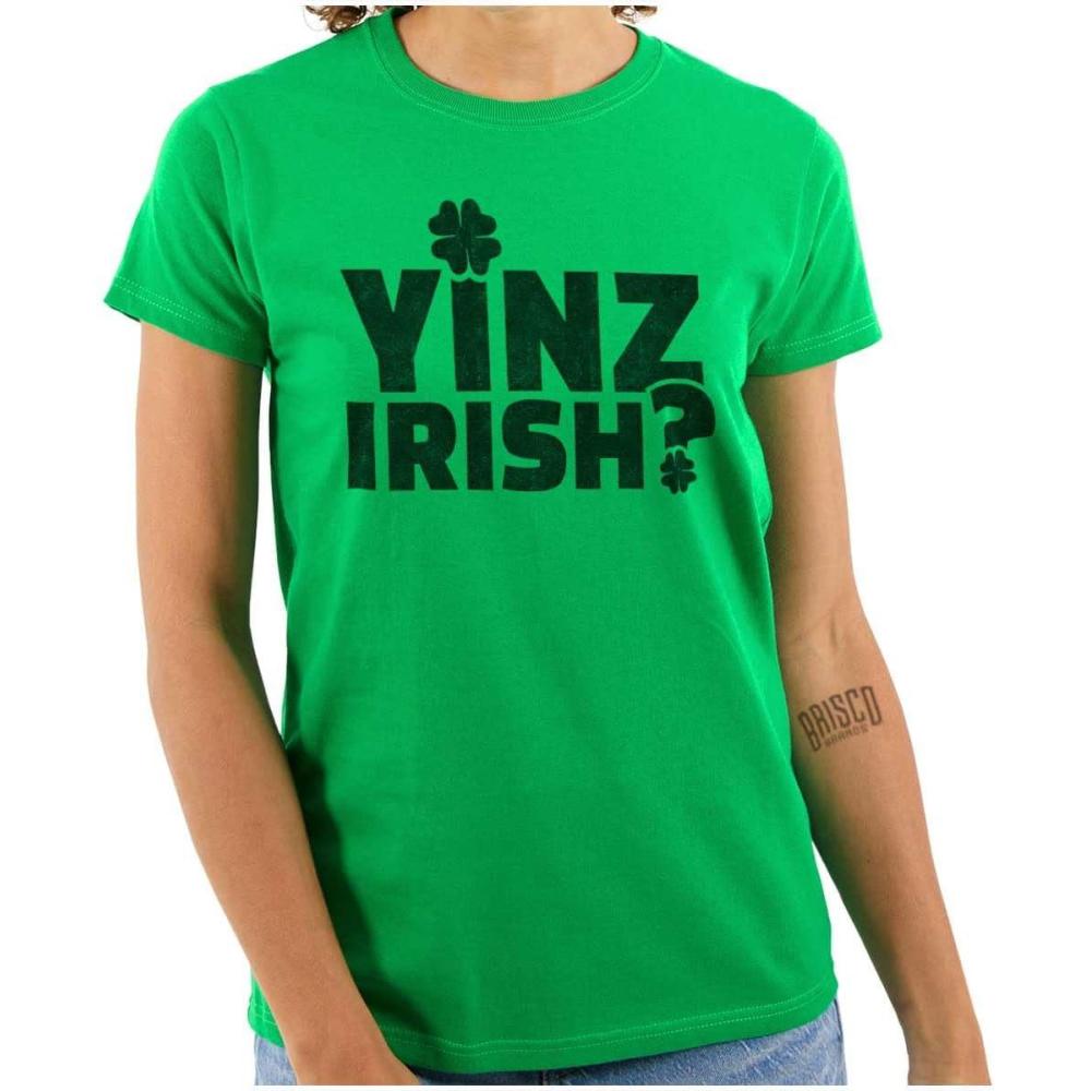 imageYinz Irish Funny St Patricks Day Womens Slim Fit Graphic TeeIrish Green