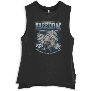 American Pride Brave Freedom Eagle Womens Sleeveless Tank Top(Dark Heather)