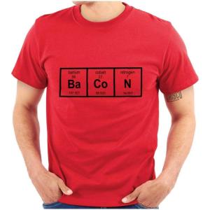 Ba Co N Bacon Food Science Nerd Geeky Graphic T Shirt Men or Women(Red)