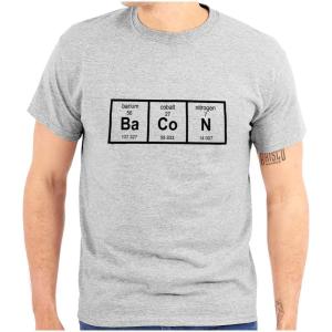 Ba Co N Bacon Food Science Nerd Geeky Graphic T Shirt Men or Women(Sport Grey)