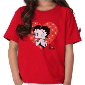 Betty Boop Blowing Kisses Adorable Girls Kids T Shirt Tees(Red)