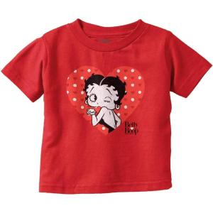 Betty Boop Blowing Kisses Adorable Youth T Shirt Tee Girls(Red)