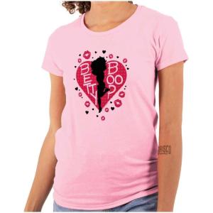 Betty Boop Fans Lovers Cute Heart Womens Slim Fit Graphic Tee(Light Pink)