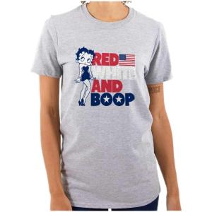 Betty Boop Red White Blue Patriotic Womens Graphic T Shirt Tees(Sport Grey)