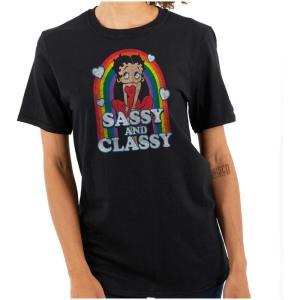 Betty Boop Sassy and Classy Rainbow Womens Graphic T Shirt Tees(Black)