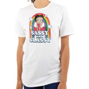 Betty Boop Sassy and Classy Rainbow Womens Graphic T Shirt Tees(White)