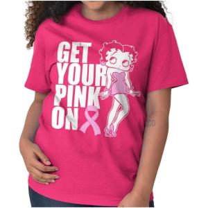Betty Breast Cancer Get Your Pink On Womens Graphic T Shirt Tees(Heliconia)