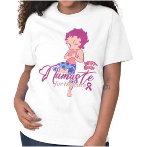 Betty Namaste for Breast Cancer Cure Womens Graphic T Shirt Tees(White)