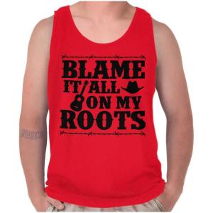 Blame It On My Roots Country Music Tank Top T Shirts Men Women(Red)