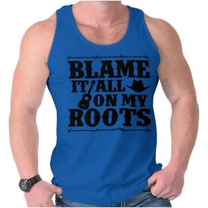 Blame It On My Roots Country Music Tank Top T Shirts Men Women(Royal)