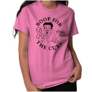 Breast Cancer Betty Boop for The Cure Womens Graphic T Shirt Tees(Azalea)