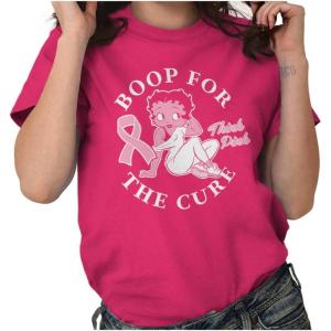 Breast Cancer Betty Boop for The Cure Womens Graphic T Shirt Tees(Heliconia)