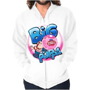 Brisco Brands Airbrushed Dubble Bubble Big Poppa Zip Up Hoodie Mens Womens(White)