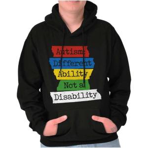Brisco Brands Autism Different Disability Awareness Hoodie Sweatshirt Women Men(Black)