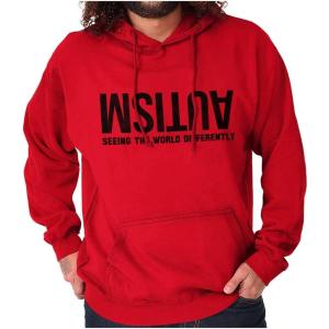 Brisco Brands Autism Seeing the World Differently Hoodie Sweatshirt Women Men(Red)