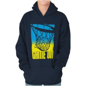 Brisco Brands Basketball Hoop Athlete Game On Kids Hoodie Sweatshirt Boys(Navy)