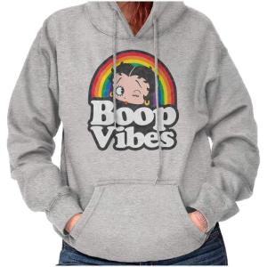 Brisco Brands Betty Boop Cartoon Rainbow Quote Hoodie Sweatshirt Women(Sport Grey)
