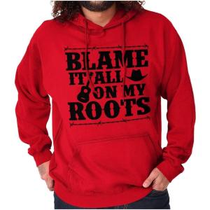 Brisco Brands Blame It On My Roots Country Music Hoodie Sweatshirt Women Men(Red)