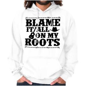 Brisco Brands Blame It On My Roots Country Music Hoodie Sweatshirt Women Men(White)