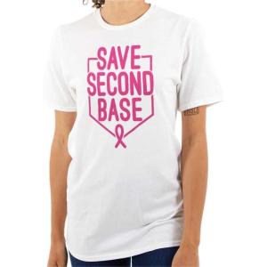 Brisco Brands Breast Cancer Awareness Save Second Womens Graphic T Shirt Tees(White)