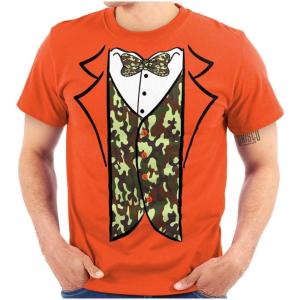 Brisco Brands Camouflage Faux Three Piece Tuxedo Mens Graphic T Shirt Tees(Orange)